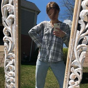 Plaid grey and white soft flannel